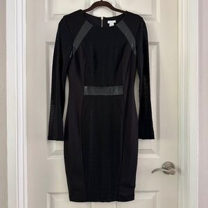 Cache Sheath Little Black Dress Sheer Long Sleeves Party Size 2